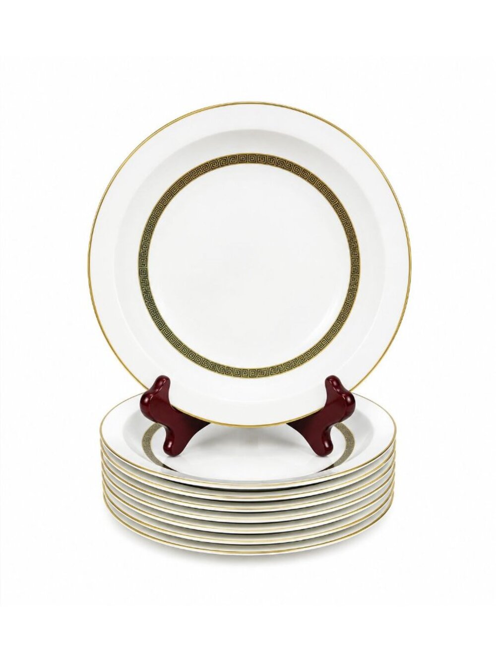 Rim Soup Bowl Set 8 Key Largo by Meito Black Greek Key On Gold Band Royal M Japa